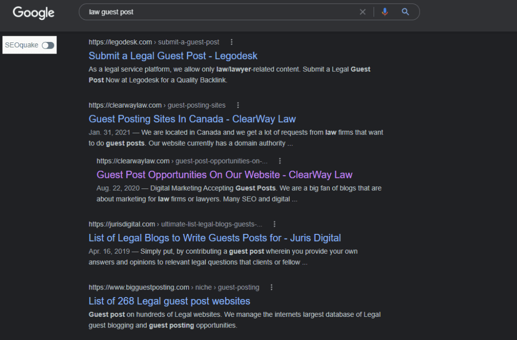 Searching for law guest post websites