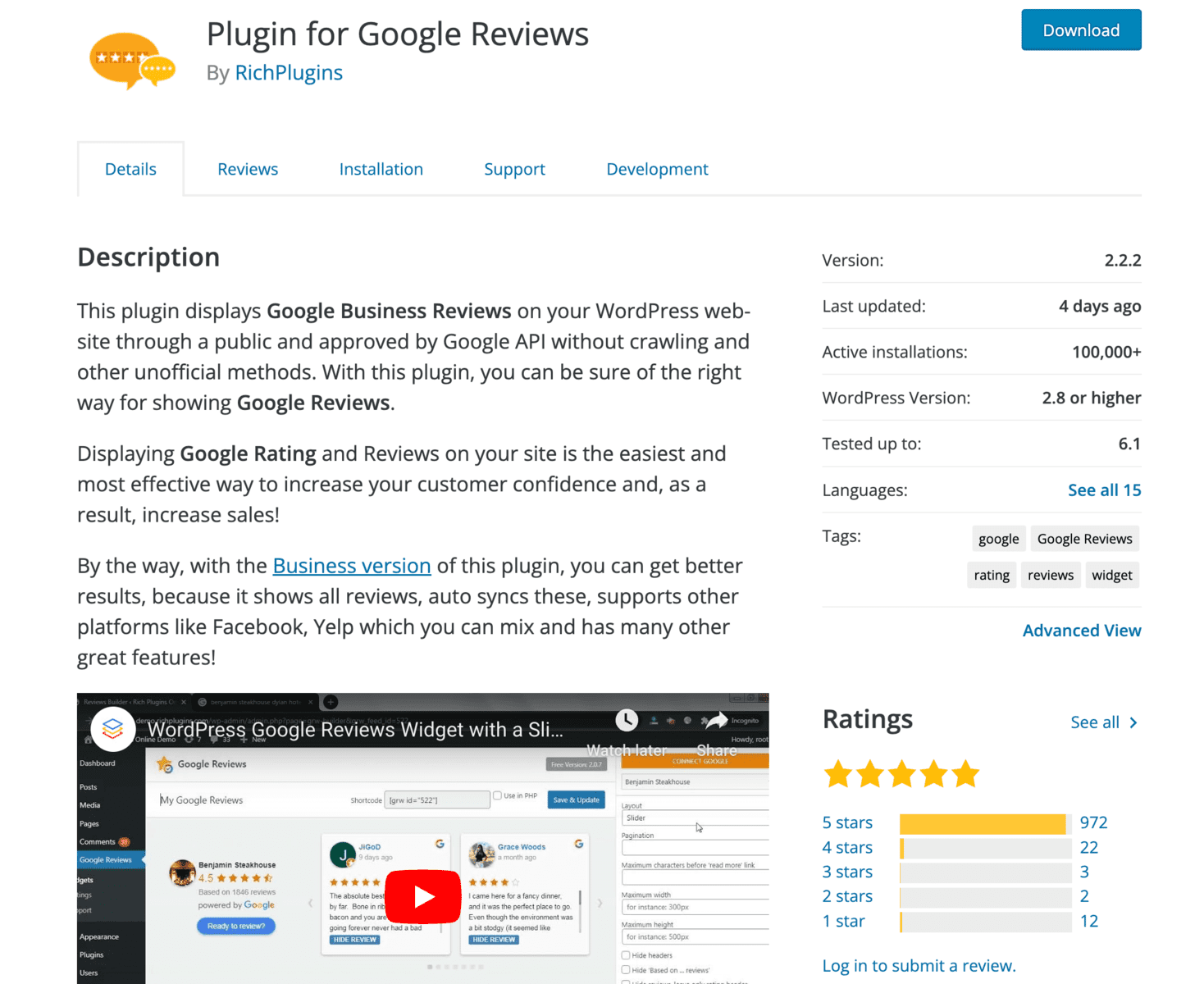 Google reviews plugin